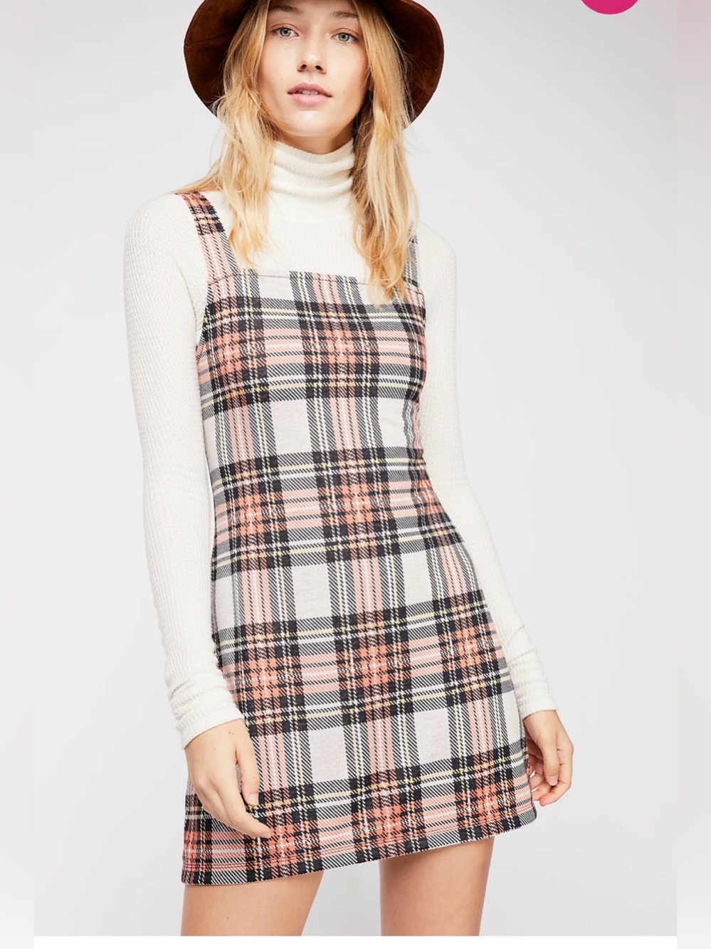 Free People Taylor Check Mini Dress Size L